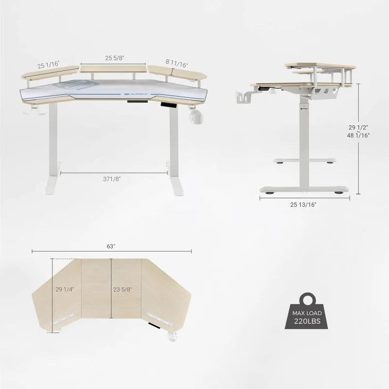 Aero Pro Wing Shaped Standing Desk (63"x23")