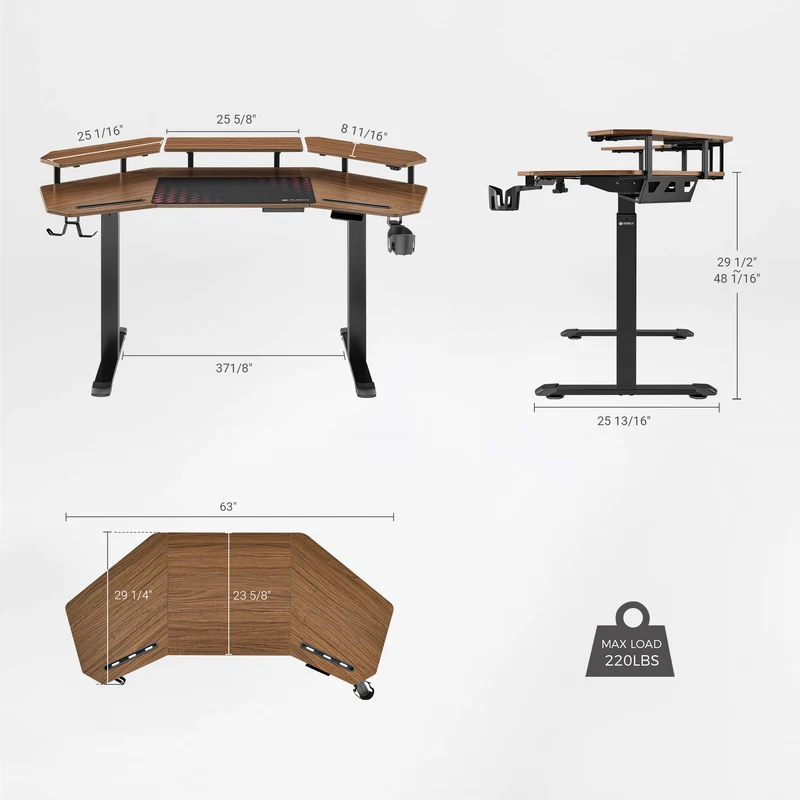 Aero Pro Wing Shaped Standing Desk (63"x23")