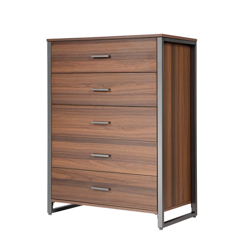 42" Chest 5-Drawers Dresser Accent Cabinet Walnut