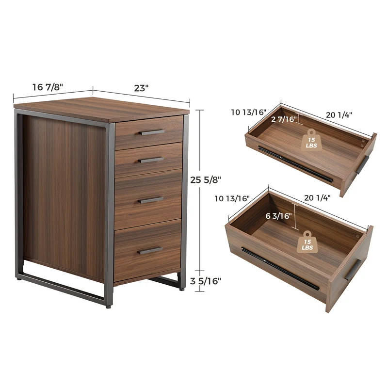 28" File Storage Cabinet With Office Four-Drawers, Walnut