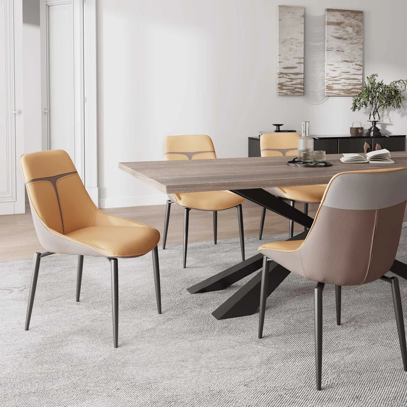 Couture, Upholstered Dining Side Chairs Set of 2, Turmeric & Gray