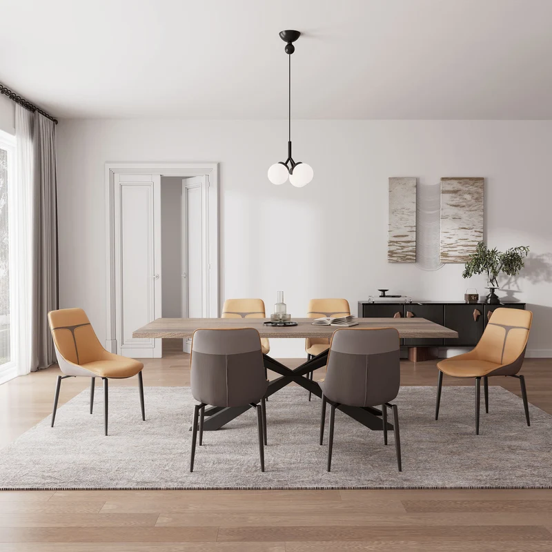 Couture, Upholstered Dining Side Chairs Set of 2, Turmeric & Gray