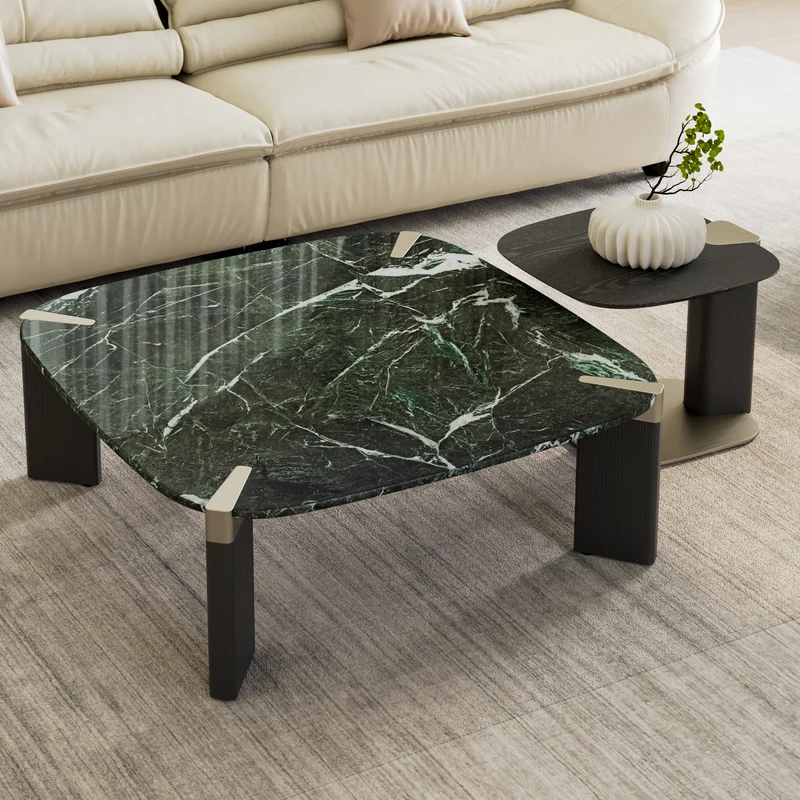 39" Prada Green Rectangle Coffee Table with Side Table Set