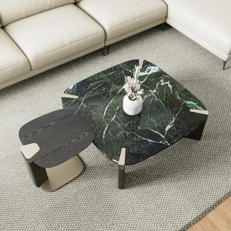 39" Prada Green Rectangle Coffee Table with Side Table Set