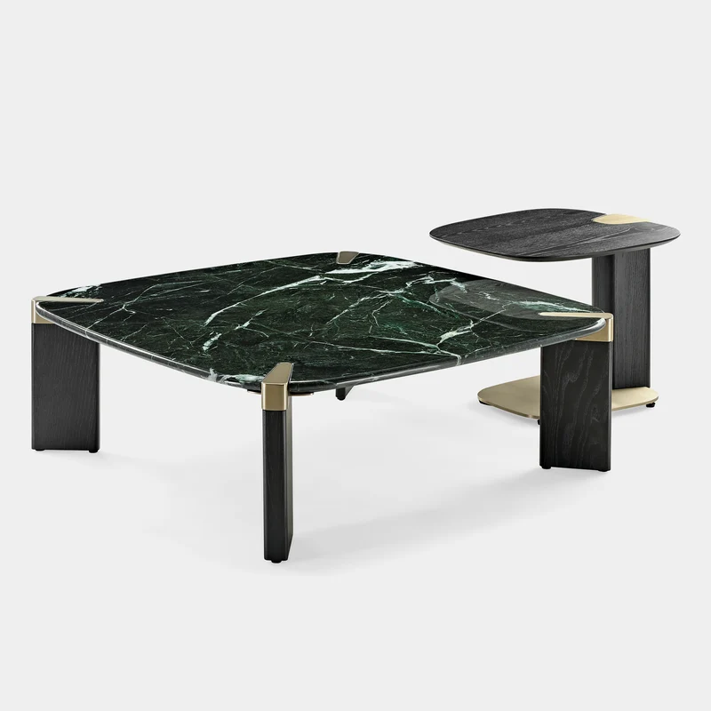 39" Prada Green Rectangle Coffee Table with Side Table Set