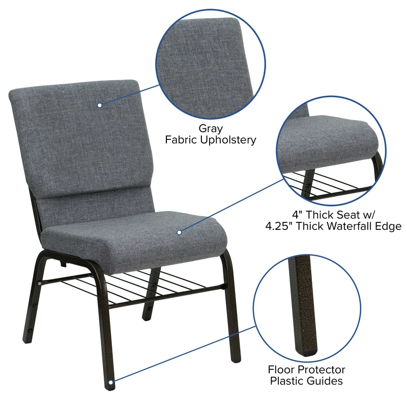 18.5"W Church/Reception Guest Chair with Book Rack