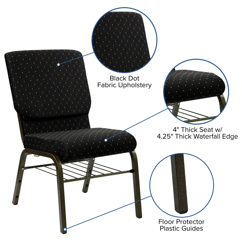 18.5"W Church/Reception Guest Chair with Book Rack