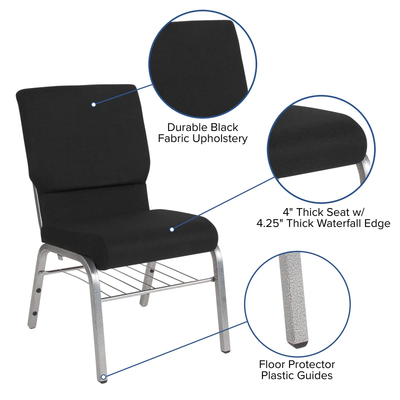 18.5"W Church/Reception Guest Chair with Book Rack