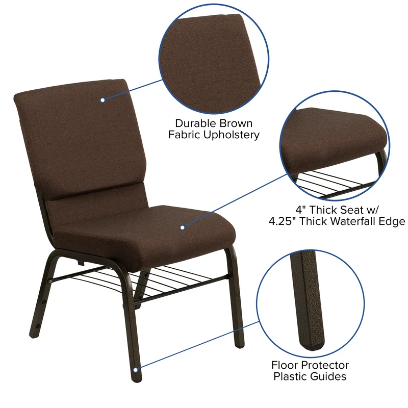 18.5"W Church/Reception Guest Chair with Book Rack
