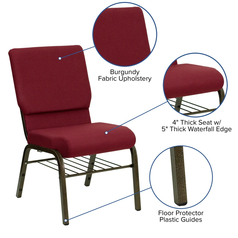 18.5"W Church/Reception Guest Chair with Book Rack