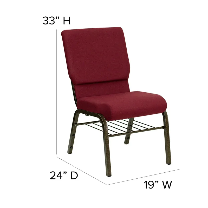 18.5"W Church/Reception Guest Chair with Book Rack