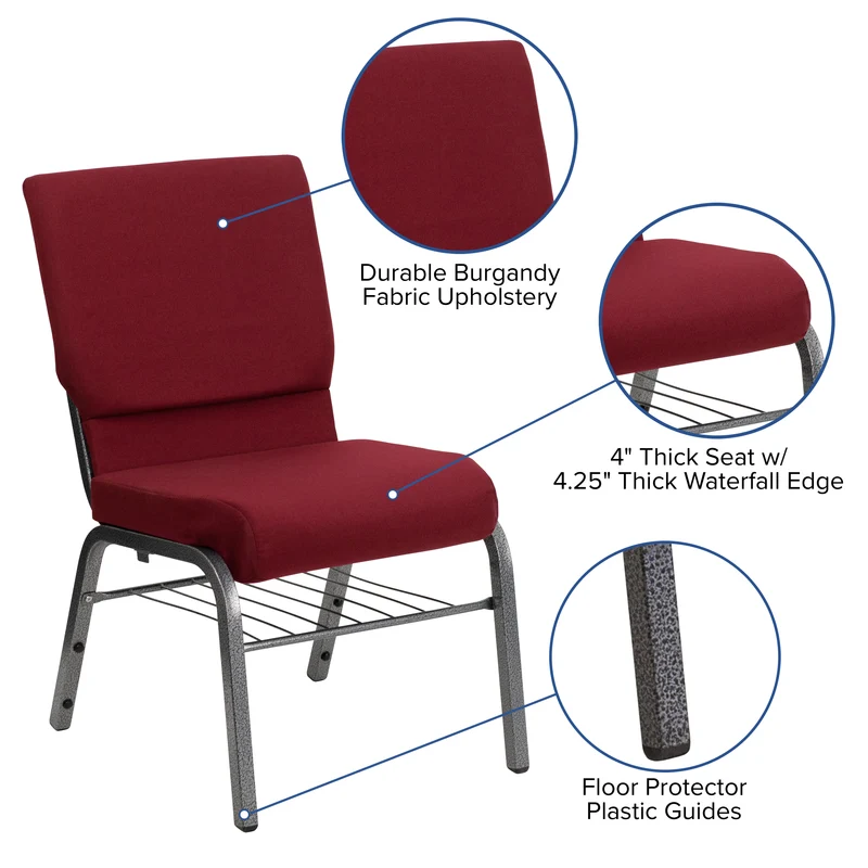 18.5"W Church/Reception Guest Chair with Book Rack