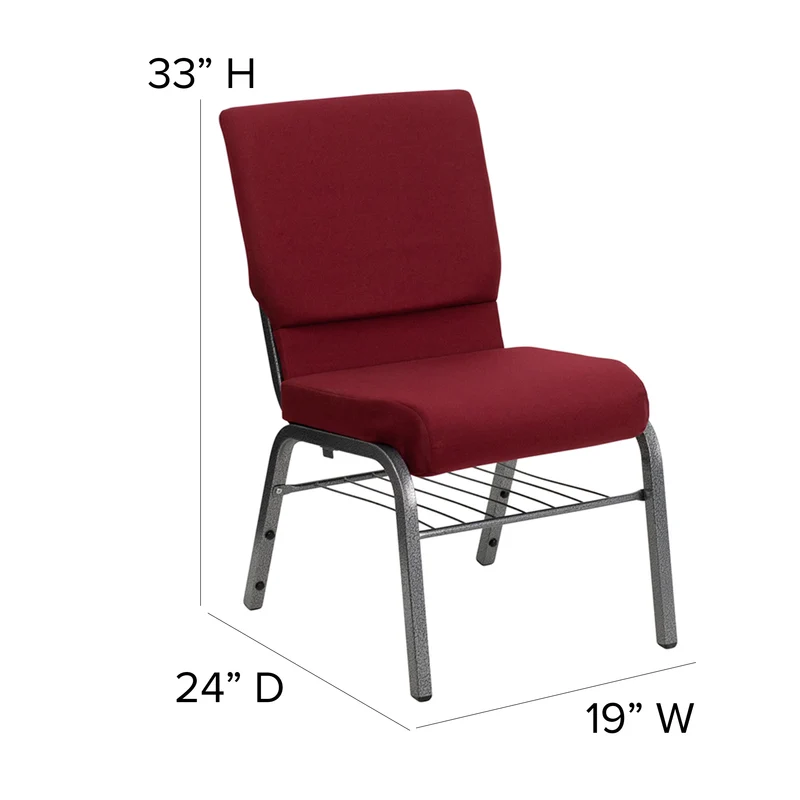 18.5"W Church/Reception Guest Chair with Book Rack