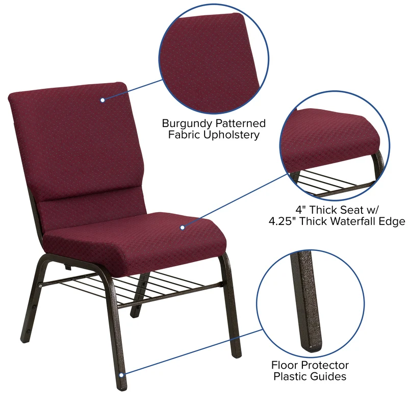 18.5"W Church/Reception Guest Chair with Book Rack