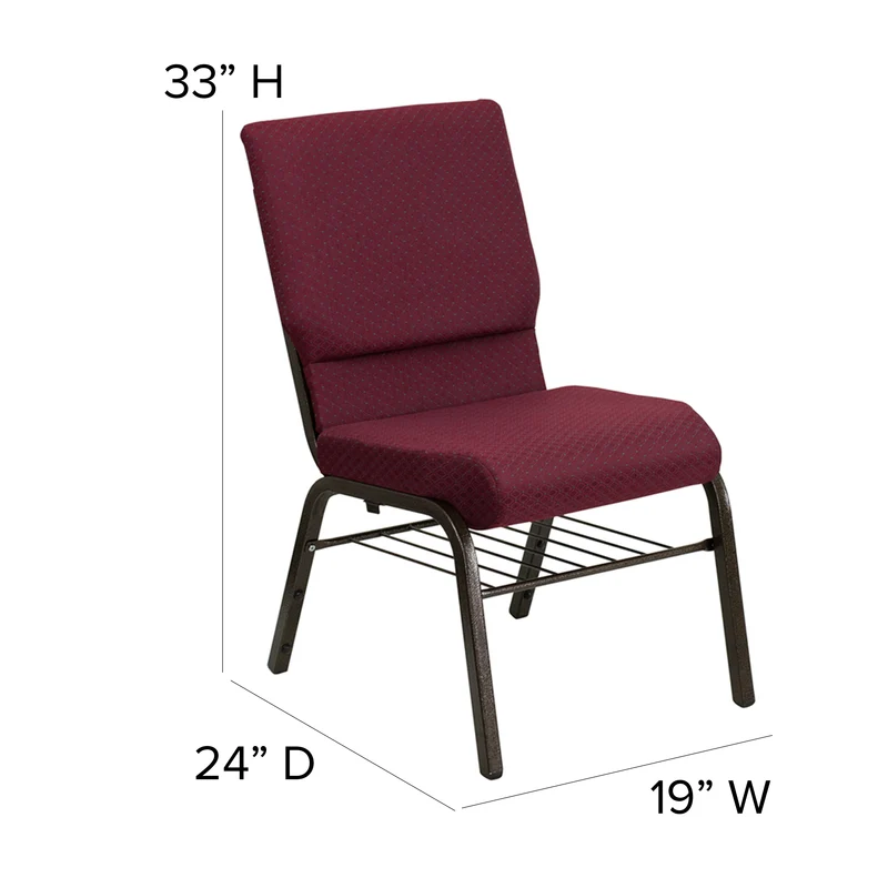 18.5"W Church/Reception Guest Chair with Book Rack