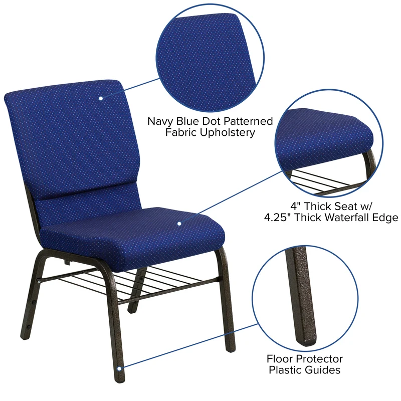 18.5"W Church/Reception Guest Chair with Book Rack
