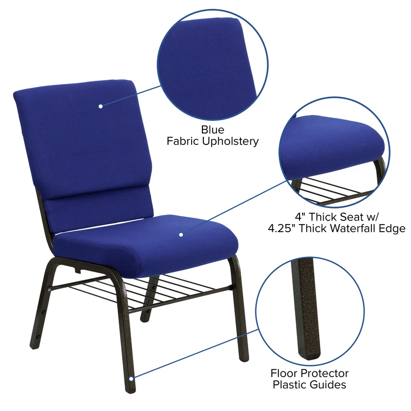 18.5"W Church/Reception Guest Chair with Book Rack