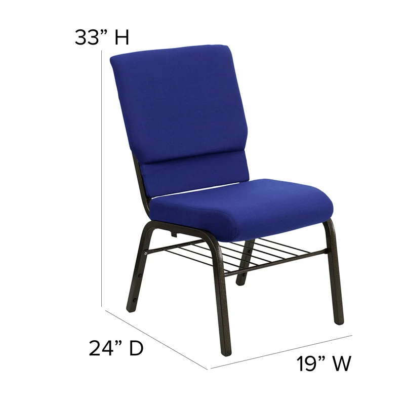 18.5"W Church/Reception Guest Chair with Book Rack