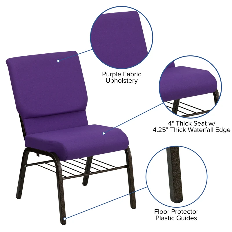 18.5"W Church/Reception Guest Chair with Book Rack