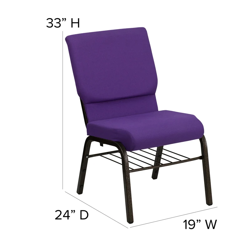 18.5"W Church/Reception Guest Chair with Book Rack