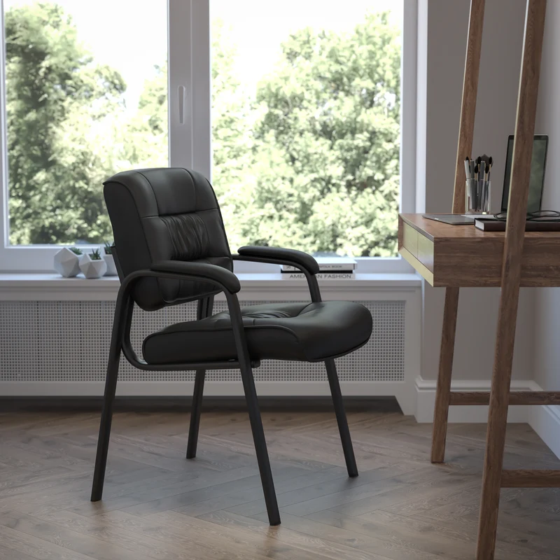 LeatherSoft Executive Reception Chair with Powder Coated Frame