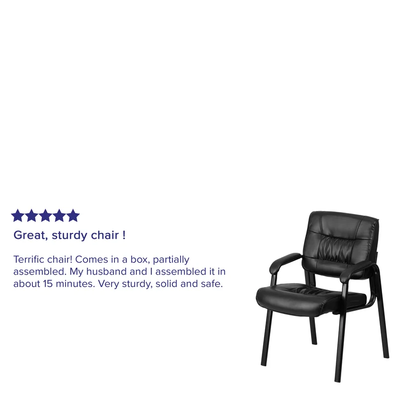 LeatherSoft Executive Reception Chair with Powder Coated Frame
