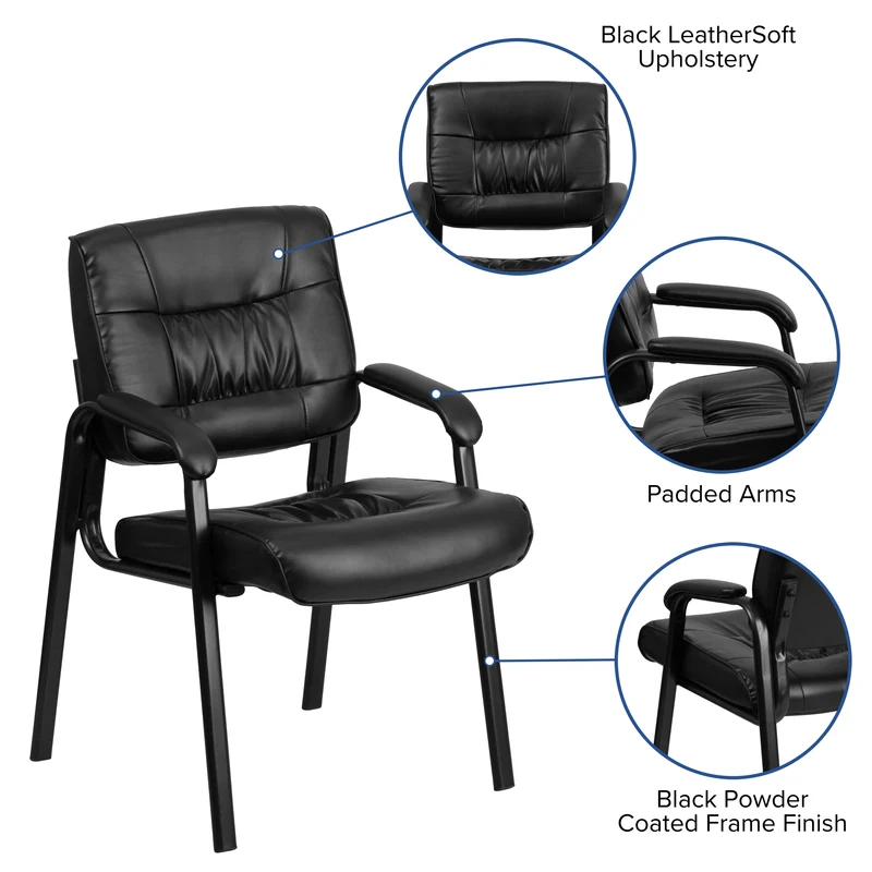 LeatherSoft Executive Reception Chair with Powder Coated Frame