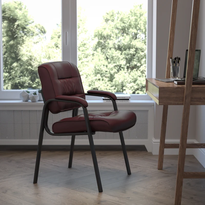 LeatherSoft Executive Reception Chair with Powder Coated Frame