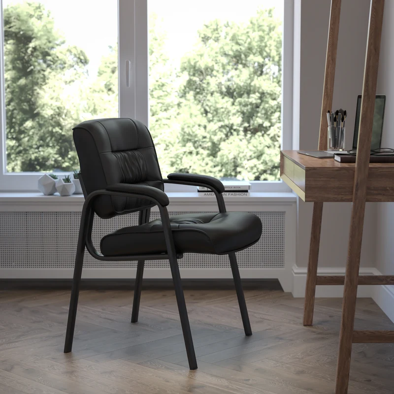 LeatherSoft Executive Reception Chair with Powder Coated Frame