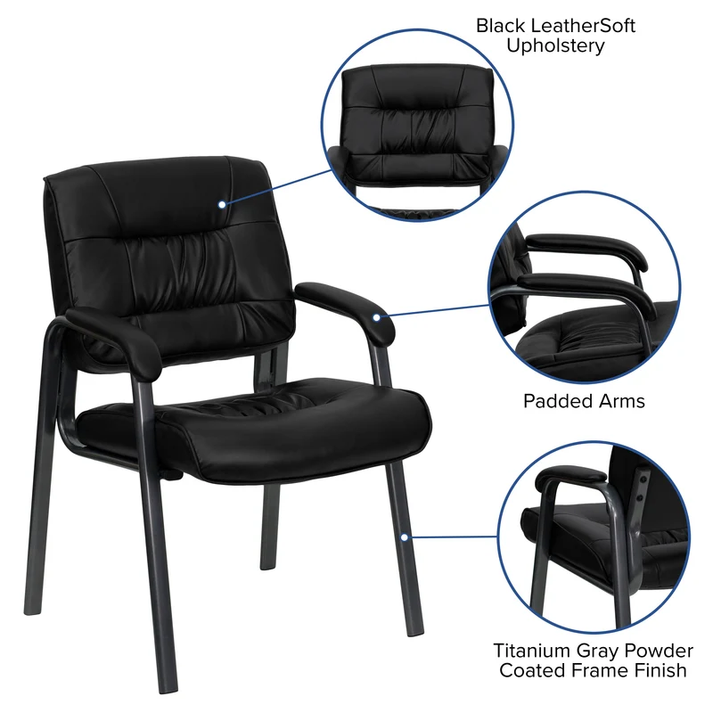 LeatherSoft Executive Reception Chair with Powder Coated Frame