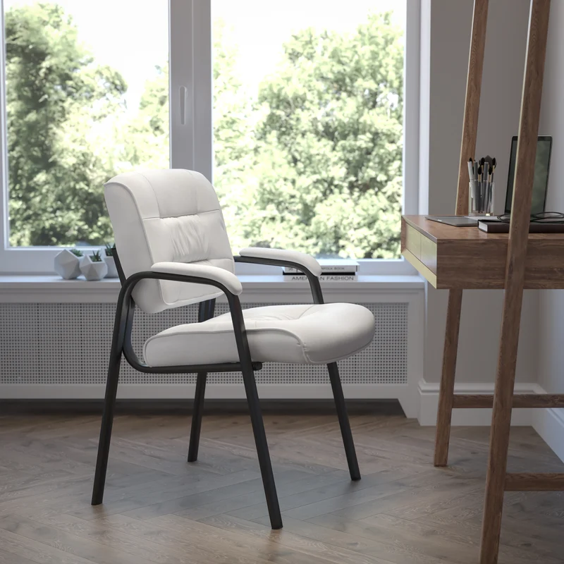 LeatherSoft Executive Reception Chair with Powder Coated Frame