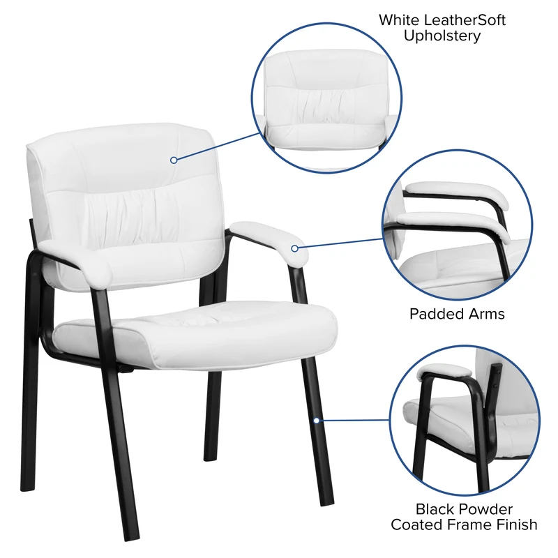 LeatherSoft Executive Reception Chair with Powder Coated Frame