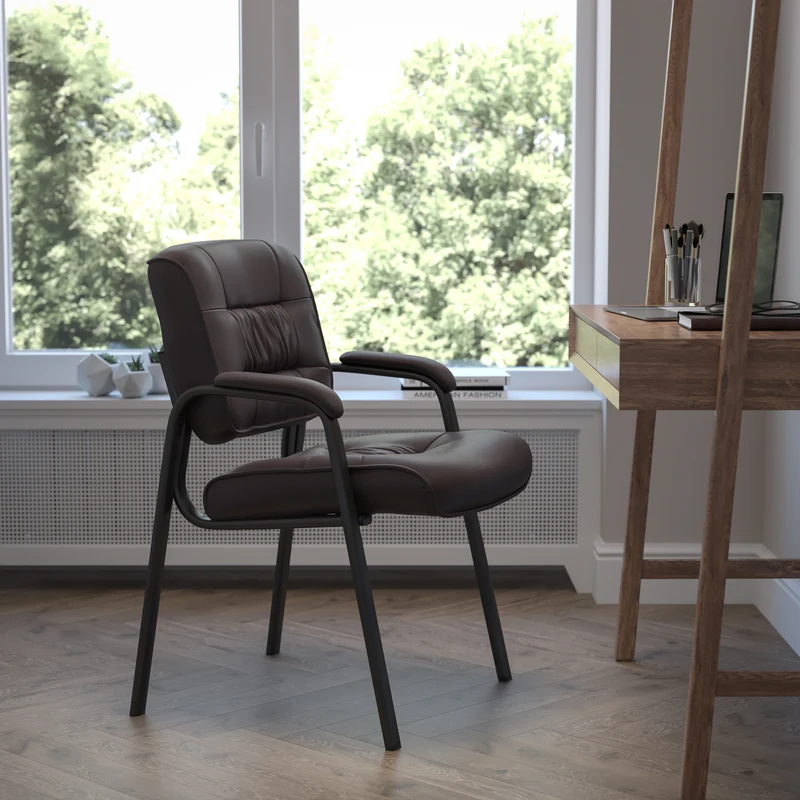 LeatherSoft Executive Reception Chair with Powder Coated Frame