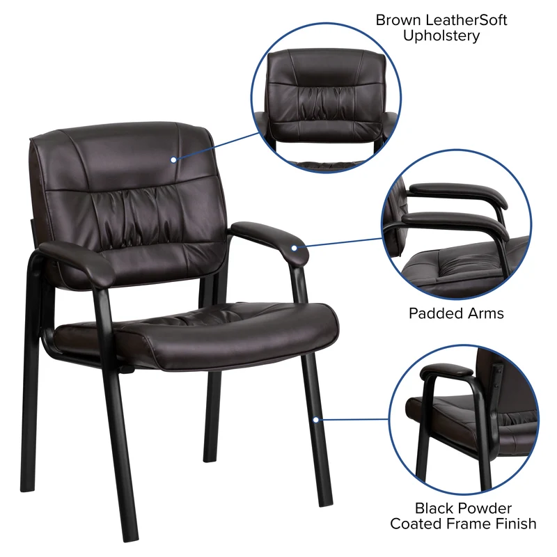 LeatherSoft Executive Reception Chair with Powder Coated Frame