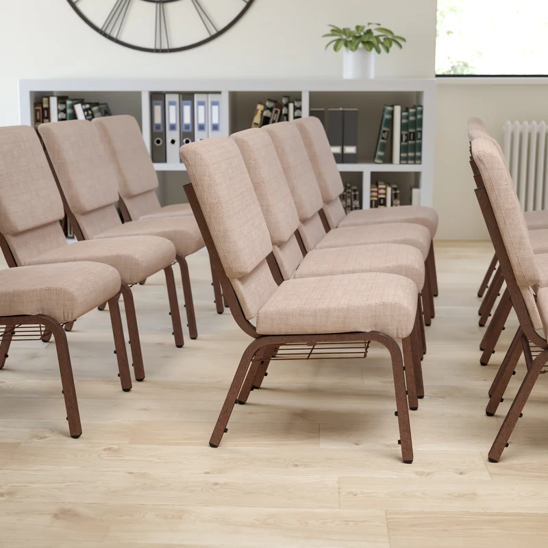 18.5"W Church/Reception Guest Chair with Communion Cup Book Rack