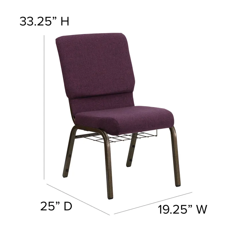 18.5"W Church/Reception Guest Chair with Communion Cup Book Rack
