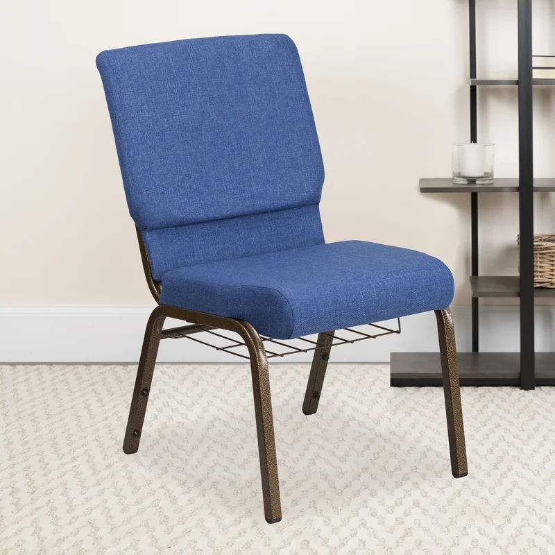 18.5"W Church/Reception Guest Chair with Communion Cup Book Rack