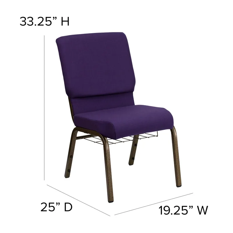 18.5"W Church/Reception Guest Chair with Communion Cup Book Rack