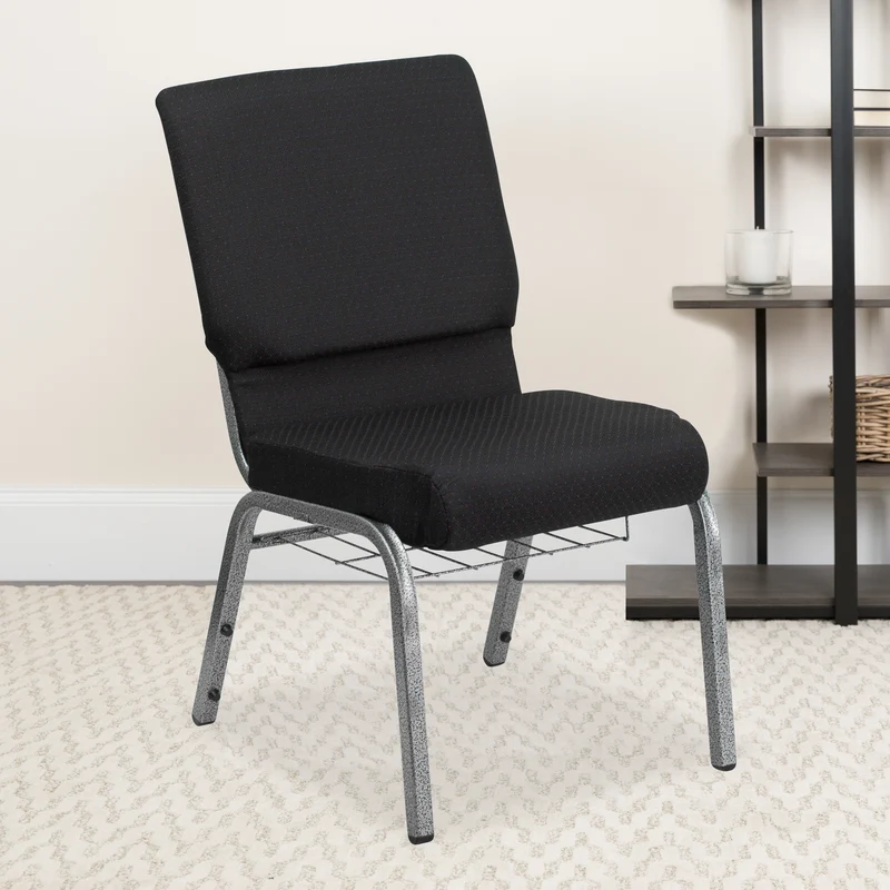 18.5"W Church/Reception Guest Chair with Communion Cup Book Rack