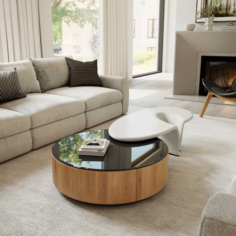 36" Round & Special-shaped Coffee Table with Side Table Set