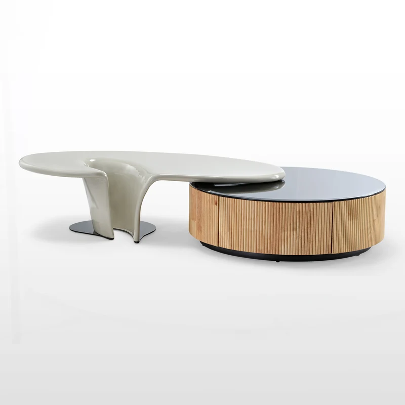 36" Round & Special-shaped Coffee Table with Side Table Set