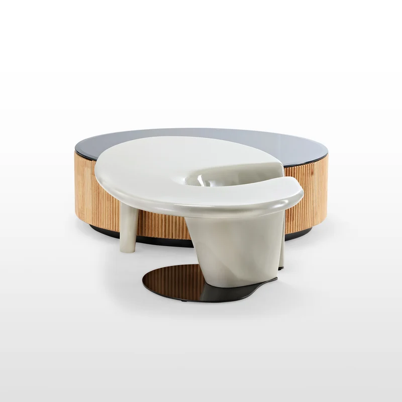 36" Round & Special-shaped Coffee Table with Side Table Set
