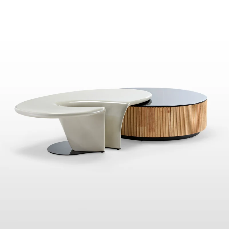 36" Round & Special-shaped Coffee Table with Side Table Set