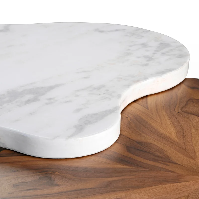 63" Cloud Shape Solid Wood Coffee Table Set