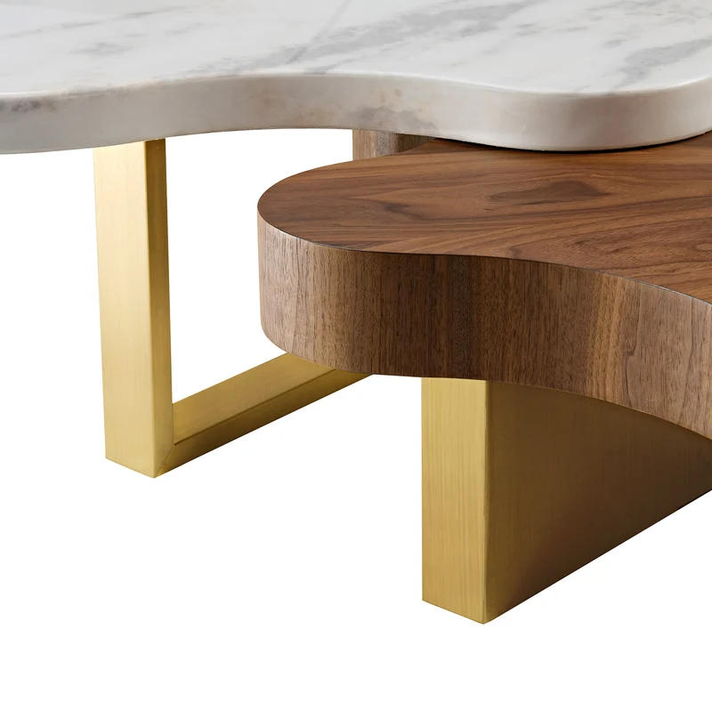 63" Cloud Shape Solid Wood Coffee Table Set