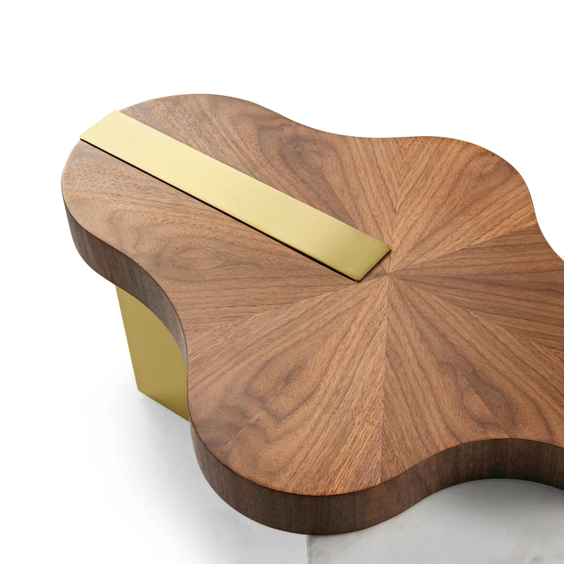 63" Cloud Shape Solid Wood Coffee Table Set