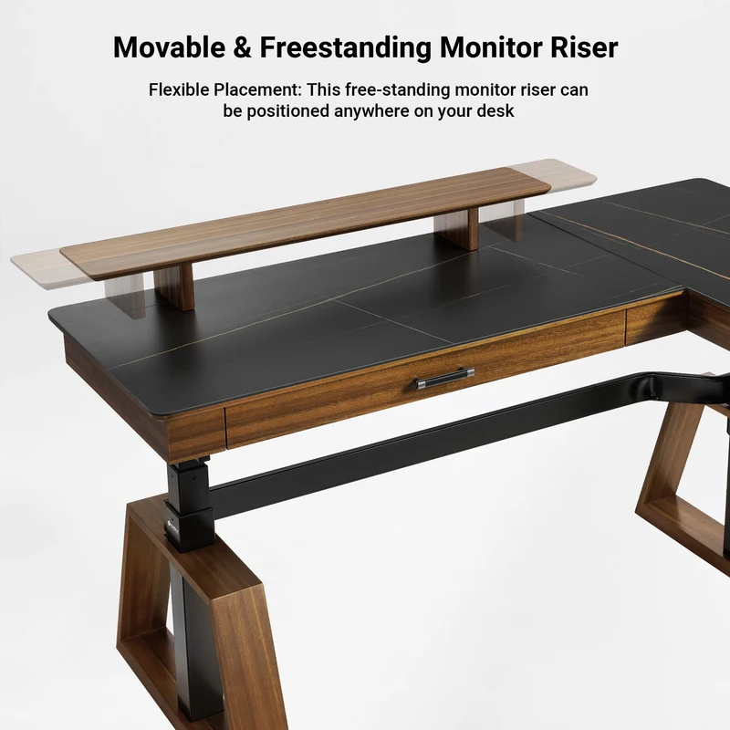 Ark Pro L-Shaped Standing Desk (Sintered Stone, 63"x23")