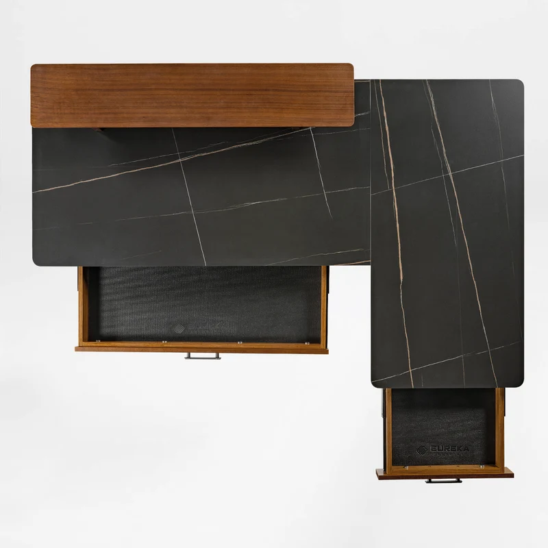 Ark Pro L-Shaped Standing Desk (Sintered Stone, 63"x23")
