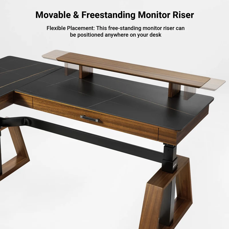 Ark Pro L-Shaped Standing Desk (Sintered Stone, 63"x23")