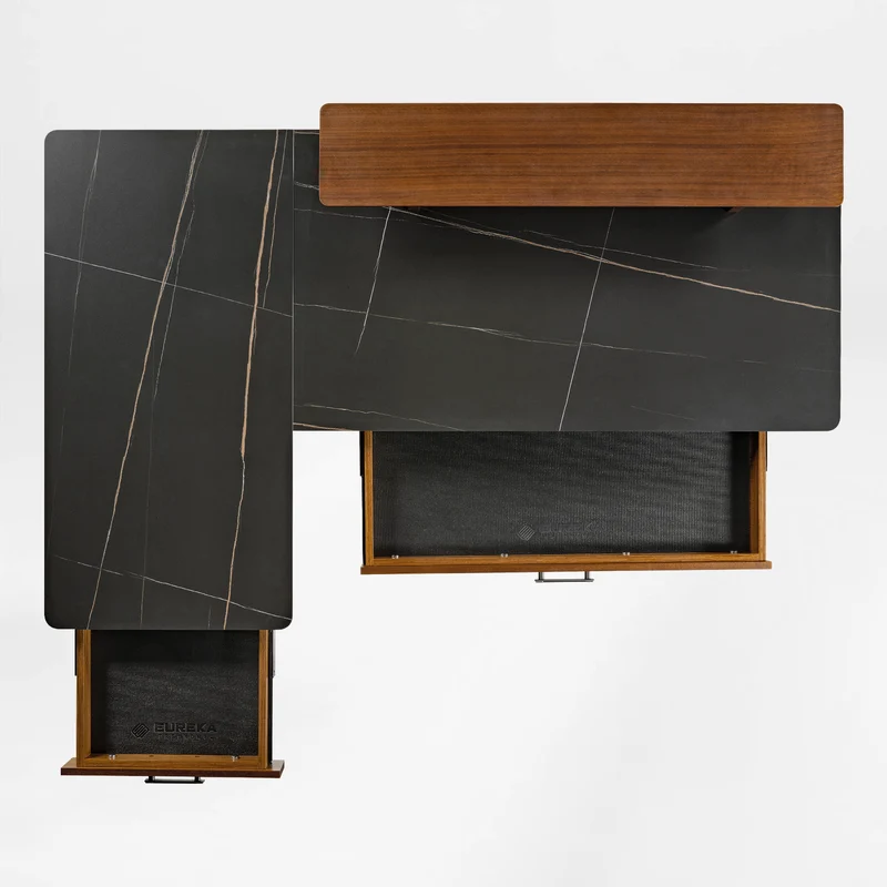 Ark Pro L-Shaped Standing Desk (Sintered Stone, 63"x23")